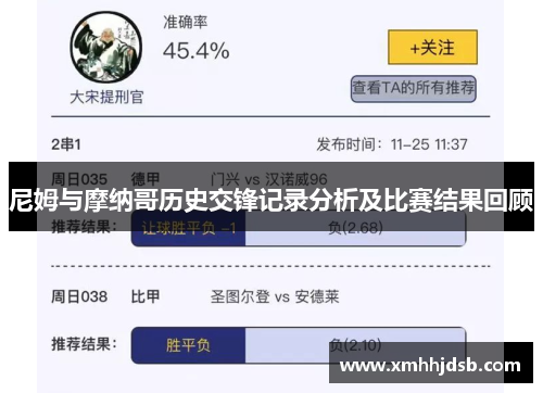 尼姆与摩纳哥历史交锋记录分析及比赛结果回顾